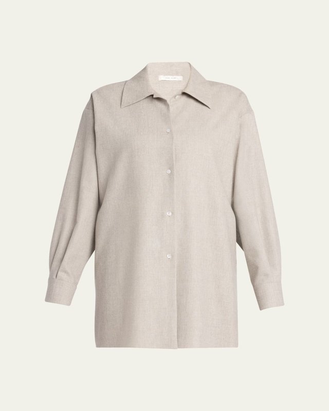 Komako Button Down Wool Cashmere Blouse